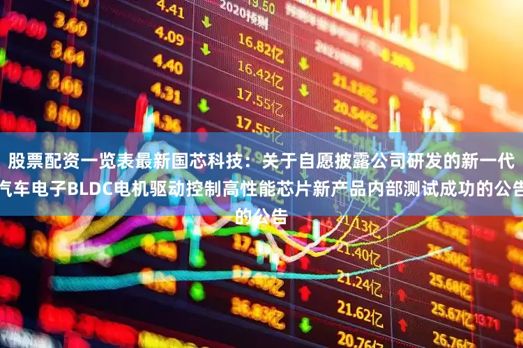 股票配资一览表最新国芯科技：关于自愿披露公司研发的新一代汽车电子BLDC电机驱动控制高性能芯片新产品内部测试成功的公告